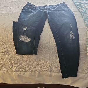 Women's Distressed Blue Jeans